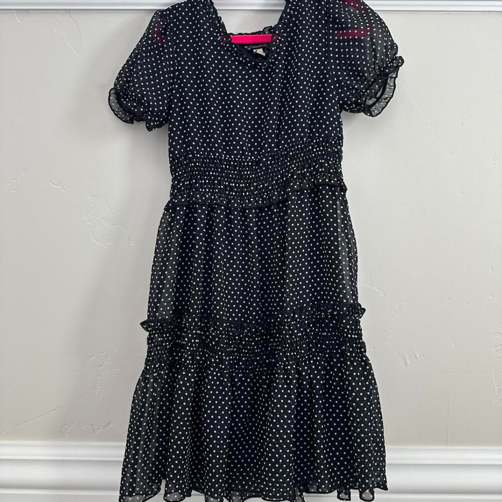 Girls Black and White Polka Dot Dress I Size 10